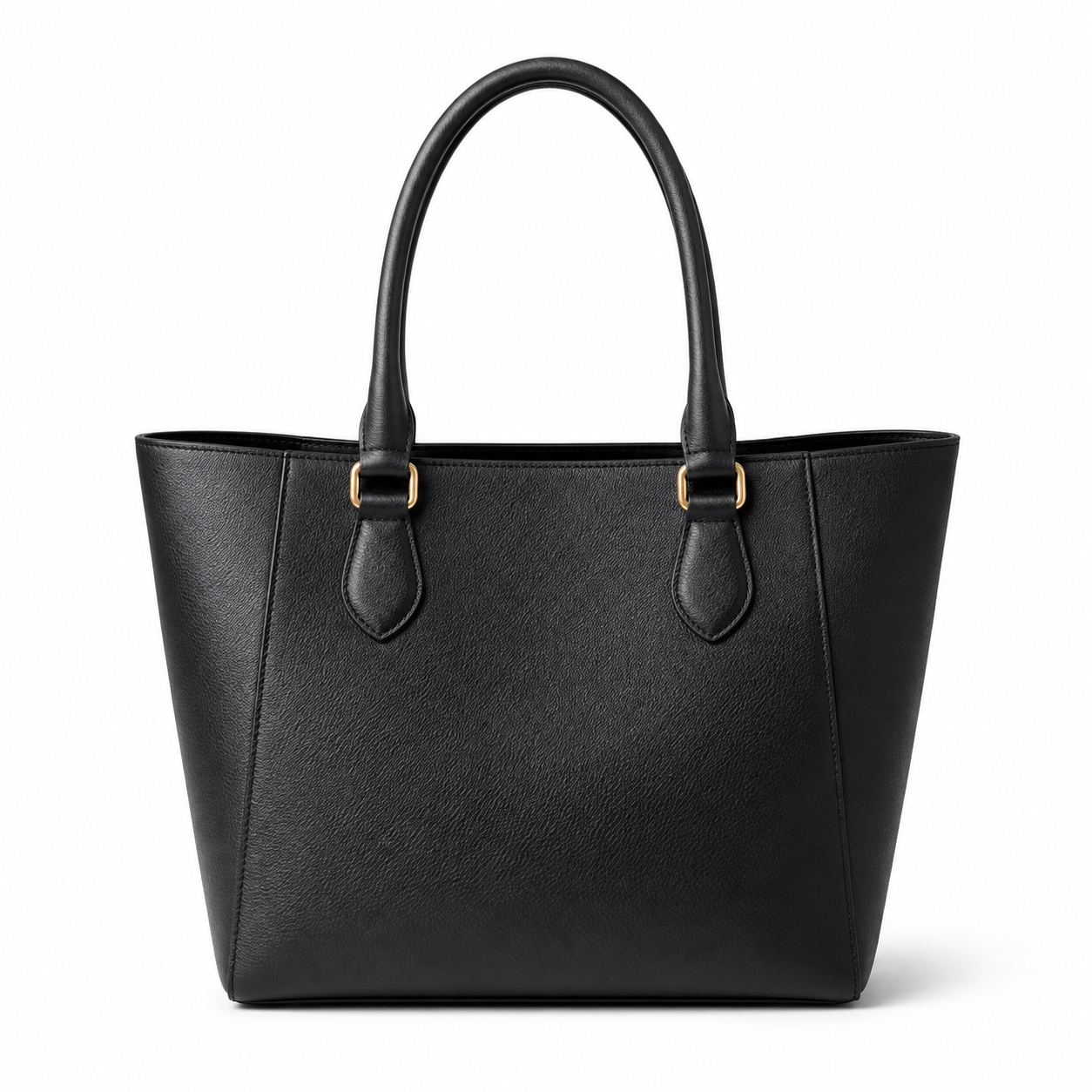 Premium Black Structured Leather Style Tote Handbag