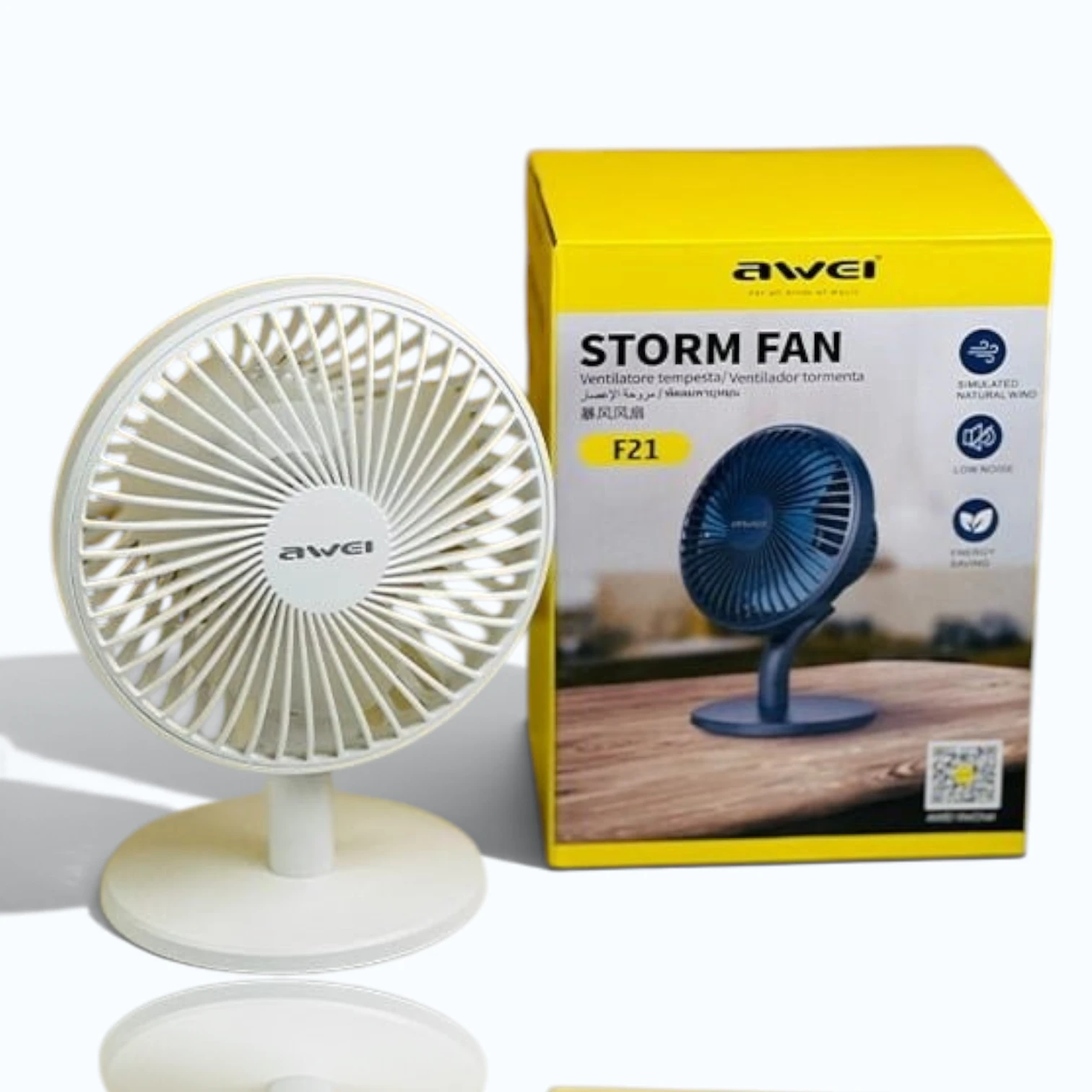 Awei F21 Mini Rechargeable Fan (2000mAh)- White Color - Image 2