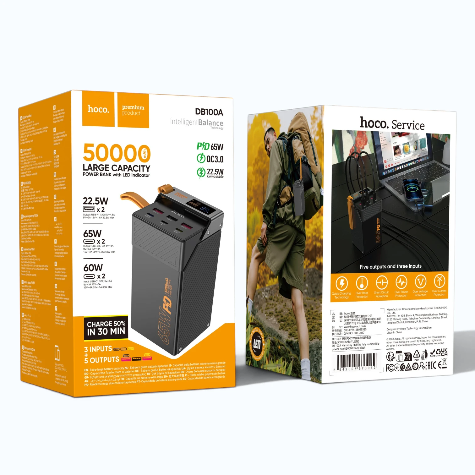 Hoco DB100A Harmony 50000mAh PD65W Power Bank – Maximum Capacity, Full Protocol Compatibility) - Image 3